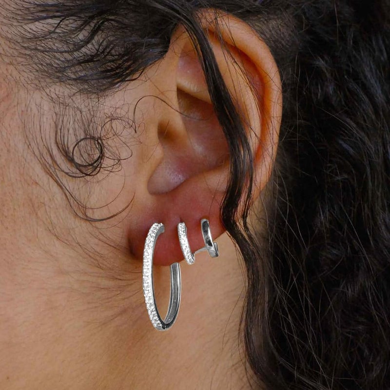 Obidos 14K Gold Plated Triple Huggie Illusion Stud Earrings | Double Huggie Hoop Earrings for One Hole | Gold Hoop Earrings for Women | Drop earrings - Image 2